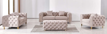 Luxury Cream Velvet Modern Chesterfield Sofa Set | Elegant 3-Seater, 2-Seater & 1-Seater Options - UK Luxury Furniture